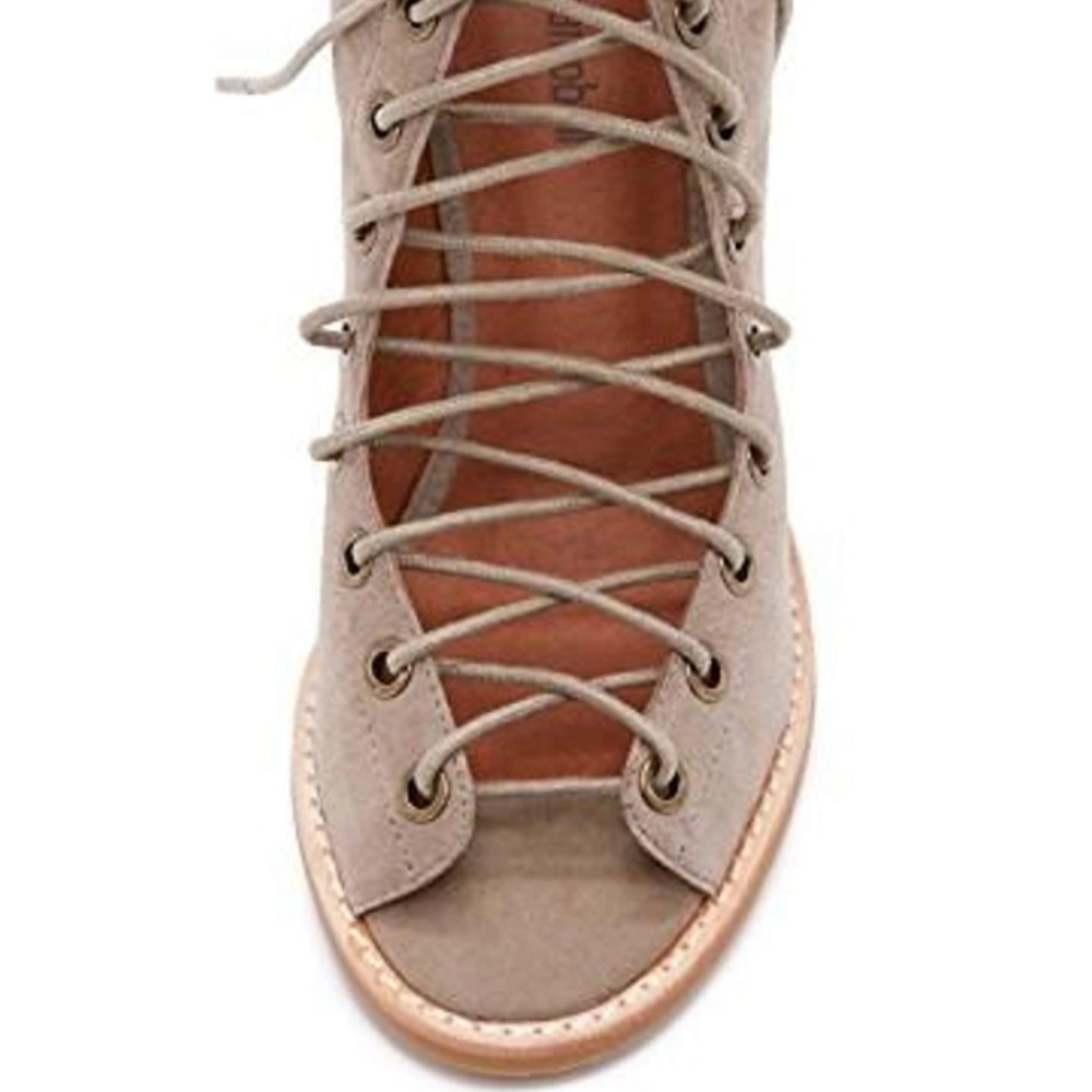 JEFFREY CAMPBELL CORS SUEDE LACE UP PEEP TOE HEELED BOOTIE BOOTS - Picture 8 of 15